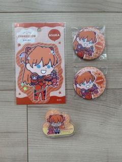 アスカ 100均 缶バッジ＋バッジ＋ステッカー 4種セット