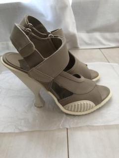 PRADA プラダ　サテン　ゴールドヒールサンダル24センチ プラダ（PRADA）サイズ38 (24センチ) ベージュ ヒール サンダル