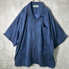 Tommy Bahama シルク 総柄 アロハシャツ 開襟 くすみ 青 ゆるだ