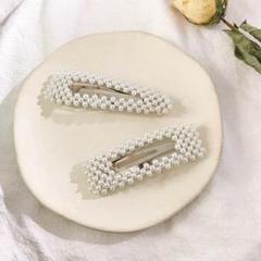 【新品・送料無料】バレッタ パールアクセ かわいい パール風 パーティー 結婚式