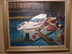 絵画　永田芳郎作　画題　廃船（横浜大岡川）F30号アクリルキャンバス画 銀座 蔦屋書店】石井海音×野澤梓×永田優美による新作展示