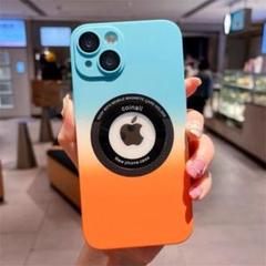iphone14 PCケース　青+オレンジ　MagSafe対応