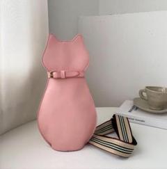 b28 レザー ねこ 猫 キャット ショルダーポーチ スマホ ピンク 356