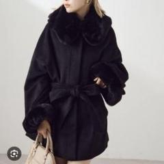 NICE CLAUP フェイクファー あざとモテコート ブラック セール】フェイクファーあざとモテコート（ステンカラーコート
