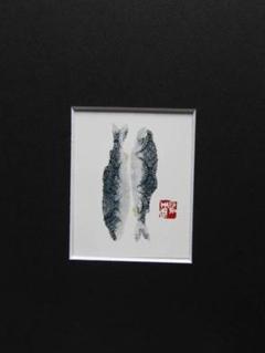 片岡鶴太郎、【京桔梗】、希少画集画、新品高級額・額装付、状態良好