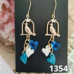 インコピアス☆鳥かごピアス☆ハートピアス☆鳥ピアス☆ハンドメイドピアス