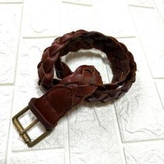 ホワイトハウスコックス　編み込みベルト　メッシュ　レザー　ブラウン　34/85