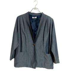 ノーカラージャケット グレー S フォーマル おしゃれ 上品 カジュアル お仕事