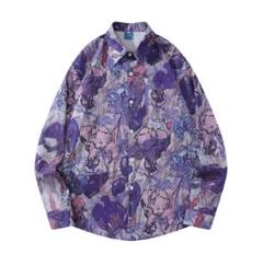 ★新品★ 長袖シャツ ヴィンテージ風 シオーバーサイズ 韓国 パープル XL