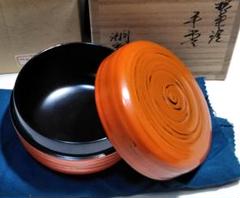 茶道具　山中塗　塗師　中村湖彩作　根来塗（内黒漆塗）平棗　美品！！ 茶道具 山中塗 塗師 中村湖彩作 根来塗（内黒漆塗）平棗 美品