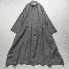 【極美品】イチアンティークス 東炊きリネン ギンガムチェック シャツワンピース ICHI Antiquites イチアンティークス 東炊きリネンギンガム