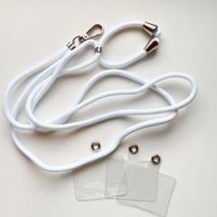 スマホケース スマホショルダー ストラップ アタッチメント付き 首掛けスマホ　白