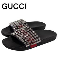 希少 GUCCI 36 23 サンダル シェリーライン クリスタル ブラック 黒