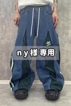 希少】トラックパンツ デニムパンツ 再構築 リメイクデニム