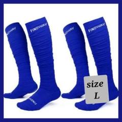 サッカーソックス 靴下 ジュニア スポーツソックス L 29～35cm 2足 青