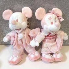 新品タグ付き】着物ミッキーミニーぬいぐるみキーホルダー
