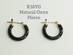 まこ　K18YGオニキスフープピアス　　中古品 楽天市場】K18YG オニキス フープピアス【直径 1.5cm】パイプ