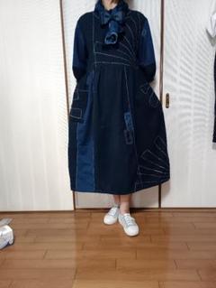 ままんちゅさま、ご予約品古布藍染め風呂敷リメイクチュニック