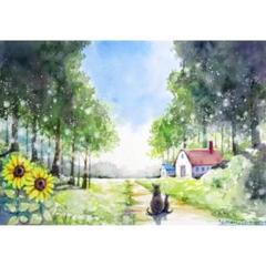 Nさま専用（原画）夏の陽気の中で【SMサイズ／水彩画／#2428】 1a0061e0f376ffe448be0279cac88b