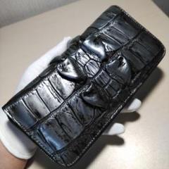 クロコダイル ゴジラ尾 センター取り一枚革 R.F.長財布 燻銀 079905J クロコダイル ゴジラ尾 センター取り一枚革 R.F.長財布 燻銀