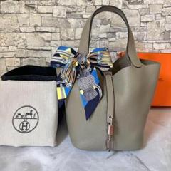 ★A刻印★HERMES エルメス ピコタンロック MM セージ シルバー金具 HERMES - ☆A刻印☆HERMES エルメス ピコタンロック MM セージ