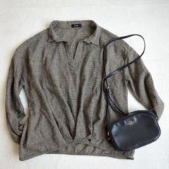 BEGUM◇スキッパーシャツ 千鳥格子 チェック柄 ショート丈 カジュアル L