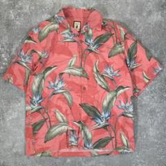 Jamaica jaxx アロハシャツ　極楽鳥花【L相当】ピンク　シルク　開襟