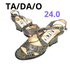 高級【日本製】TA/DA/O クロコ調クロスサンダル 24.0　チャンキーヒール