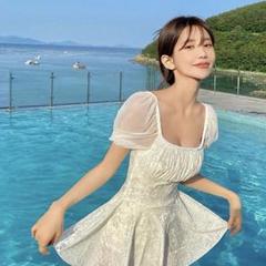 水着 ワンピース 大きいサイズ 海 ビーチ 夏 シンプル 海水浴 ブール 体型カバー 花柄 黒 ブラック 送料無料の中古 未使用品 メルカリ