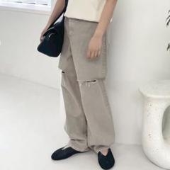 25SS ミラオーウェン ワイドテーパード カットアウト デニムパンツ Lサイズ