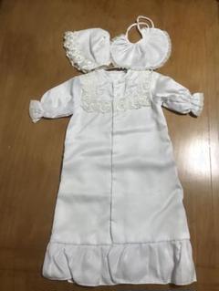 ホワイトセレモニードレスと帽子　ベビー服　着丈65センチ　帽子　エプロン付き