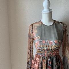zara 総柄　ザラ　ウエストマークロングワンピース　マキシ丈　S ペイズリー