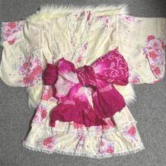 平成レトロ　姫ギャル　白ギャル　浴衣ドレス　レース　帯付き