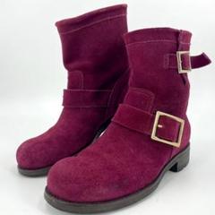 JRJIMMY CHOO ジミーチュウ エンジニアブーツ スエード ワインレッド