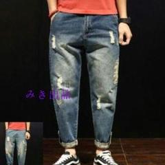新品ジーンズメンズ スキニー デニムパンツ ダメージジーンズ ハロンパンツ0