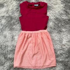 美品✨【deicy】ノースリーブひざ丈ワンピース S ピンク ストライプ 日本製