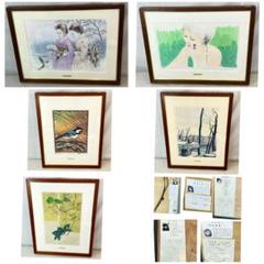 絵画 粒画 勝田幸男 桜とみみずく