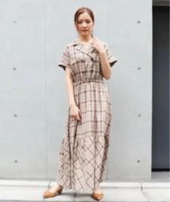 ECLIN ロングワンピース エクラン チェックワンピース