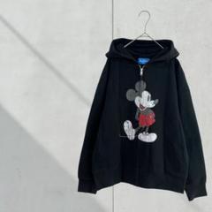 3485【ディズニー】耳付きパーカー　ジップアップ　ミッキー　フード付き　Ｓ