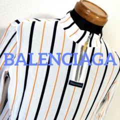 ec13 BALENCIAGA 七分袖 シャツ 白 ストライプ メンズMサイズ