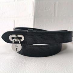 美品✨ローレン ラルフローレン パドロック エンボスド レザー スキニー ベルト