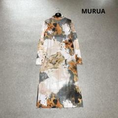 MURUA♡ニュアンスパターンセミシアーワンピース オレンジ フリーサイズ