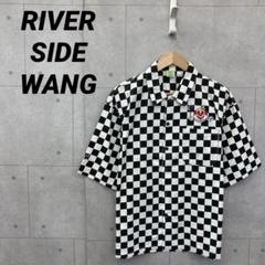 RIVER SIDE WANG 半袖シャツ 刺繡 メンズ M 市松模様