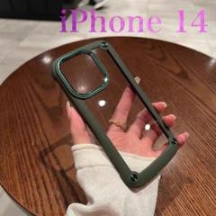 iPhone14 ケース カーキ クリアカバー透明ハードケース耐久性 カーキ