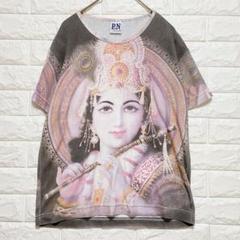 プリントTシャツ【M】　女性像　タイランド製　総柄