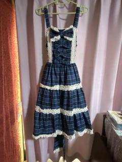 タータンチェック　JSK ヘッドドレス　セット　ブルー タータンチェック JSK ヘッドドレス セット ブルー - メルカリ