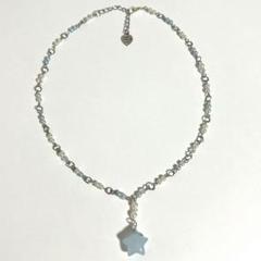 ハンドメイドネックレス　シルバーアクセサリー　ビーズ　パール　Y2K 森ガール