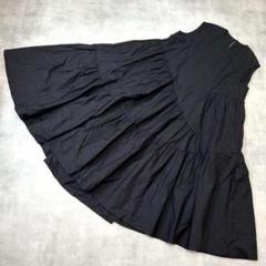 美品 マチャット ランダムティアードドレス ワンピース ロング ノースリーブ 黒