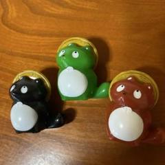 匿名配送　新品可愛いコレクター　黒　緑　茶　たぬき　動物　フィギュア 3体セット