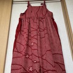 着物.羽織りリメイク.ワイドパンツサロペット☆絞り☆ゆったりサイズ☆ハンドメイド